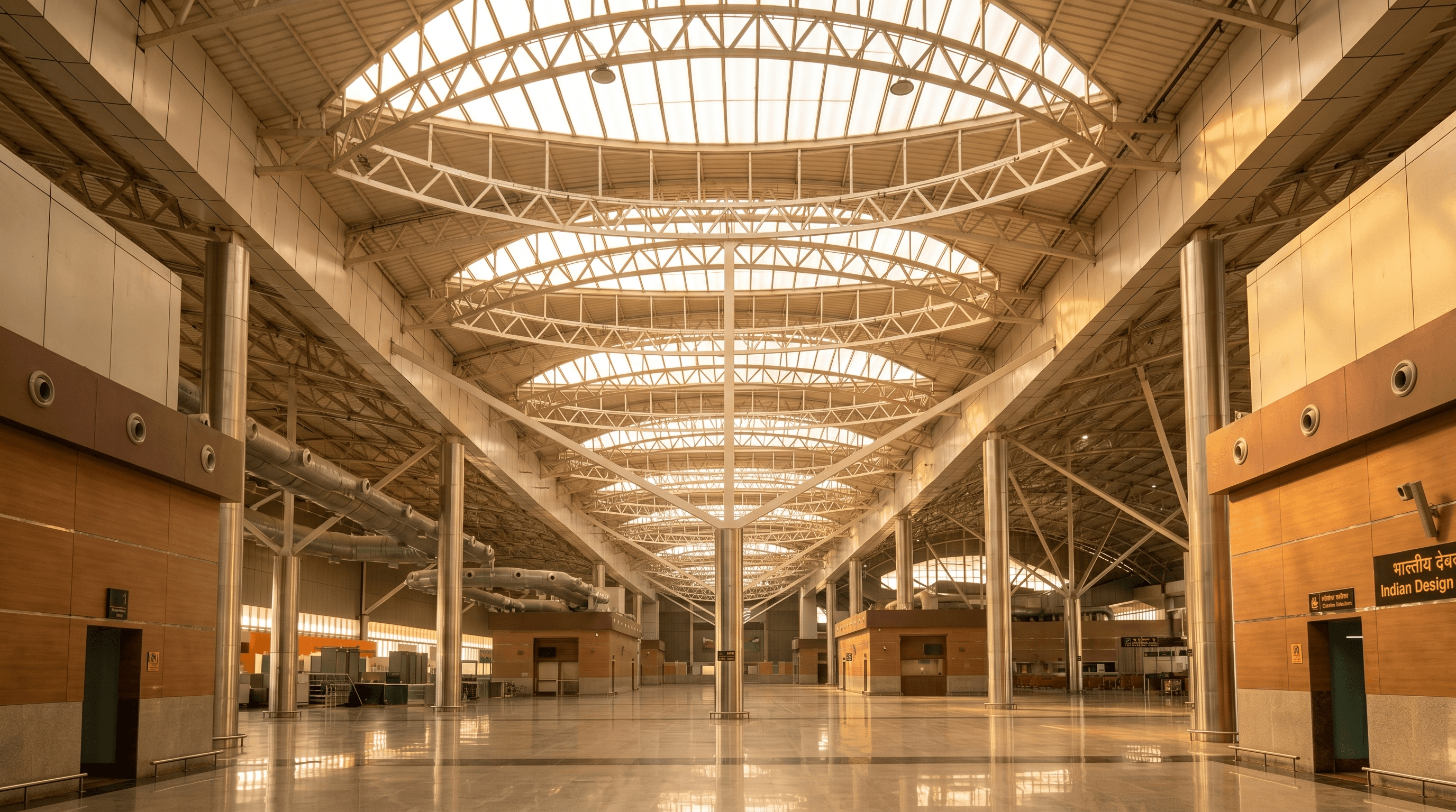 Polycarbonate translucent vault roof, Indian transit terminal