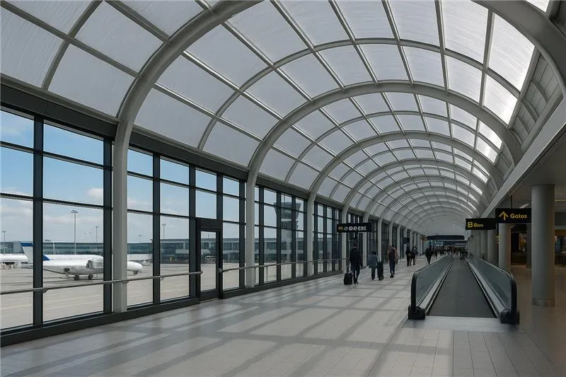 Skylight roofing system in airport terminal