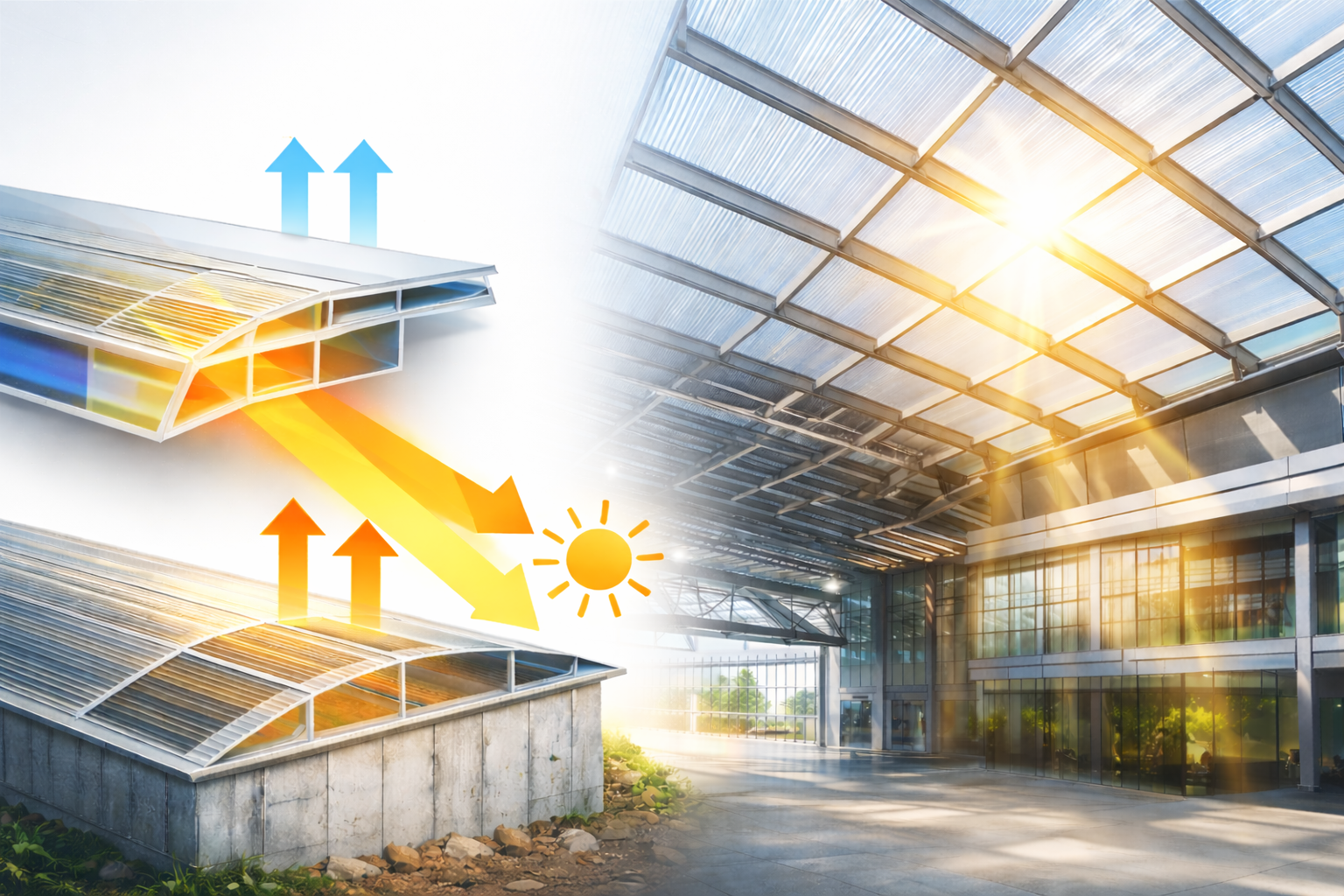 U-Value in polycarbonate sheet, polycarbonate sheet for facade, shgc for polycarbonate sheet, polycarbonate sheet suppliers, polycarbonate sheets for roofing, polycarbonate sheets in delhi ncr, solar protection of polycarbonate sheets